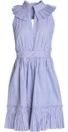 Open-back Striped Cotton-poplin Mini Dress