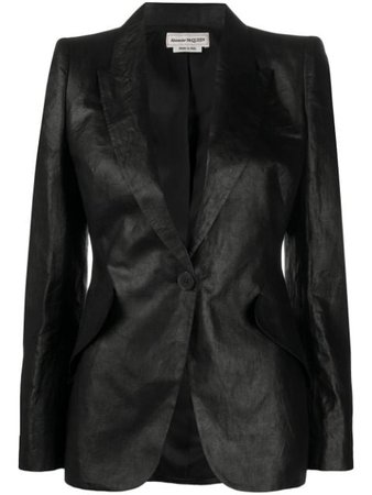 Alexander Mcqueen Fitted Linen Blazer 620456QEAB1 Black | Farfetch