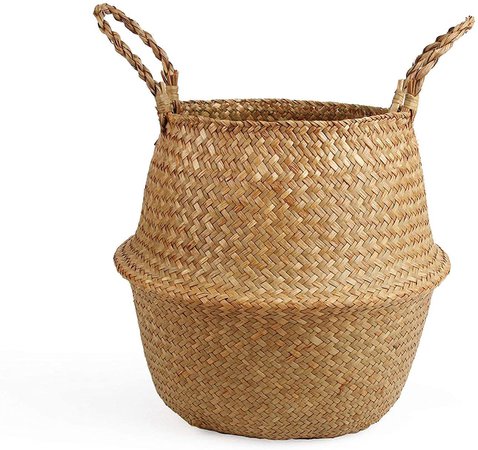 BlueMake Woven Seagrass Belly Basket for Storage Plant Pot Basket and Laundry, Picnic and Grocery Basket (Large, Original) : Home & Kitchen
