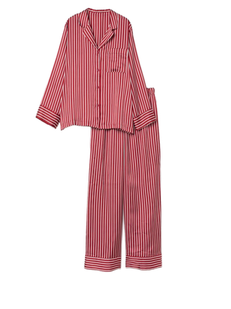 red striped silk pajamas loungewear