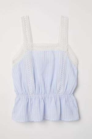 Sleeveless Top with Lace - Blue