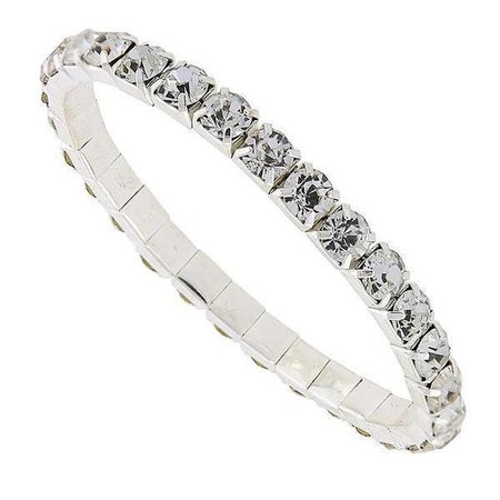 Silver-Tone Clear Crystal Stretch Bracelet