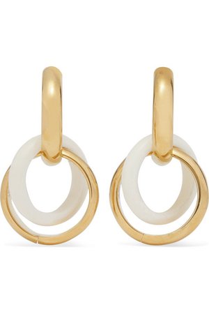 Bottega Veneta | Gold-tone and bone hoop earrings | NET-A-PORTER.COM
