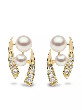 Yoko London 18kt Yellow Gold Diamond Pearl Trend Stud Earrings - Farfetch