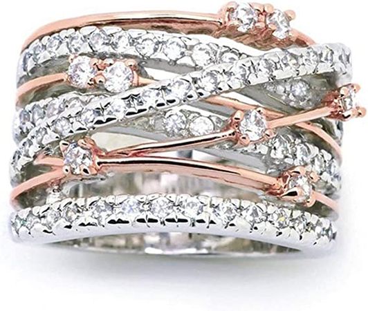 Amazon.com: Silver Rose Gold Braided Wrap Knot Style Promise Statement Cocktail Party Ring: Clothing, Shoes & Jewelry