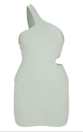 Sage Green Rib One Shoulder Detail Bodycon Dress | PrettyLittleThing