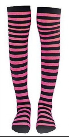 black and pink goth thigh highs