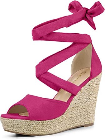 Amazon.com | Allegra K Women's Lace Up Espadrilles Wedges Sandals | Platforms & Wedges