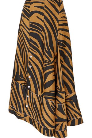 3.1 Phillip Lim | Asymmetric zebra-print silk-twill skirt | NET-A-PORTER.COM