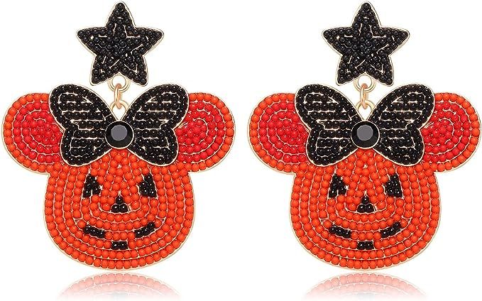 Amazon.com: Halloween Earrings Cute Ghost Drop Dangle Earrings Black Orange Star Bow Mouse Seed Beaded Festive Dangling Earrings Fun Halloween Holiday Party Decor: Clothing, Shoes & Jewelry