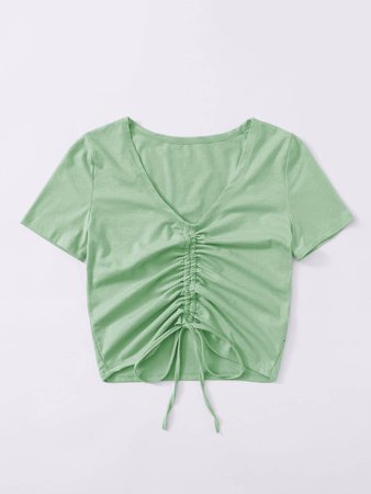 Ruched Drawstring Front Top | SHEIN USA