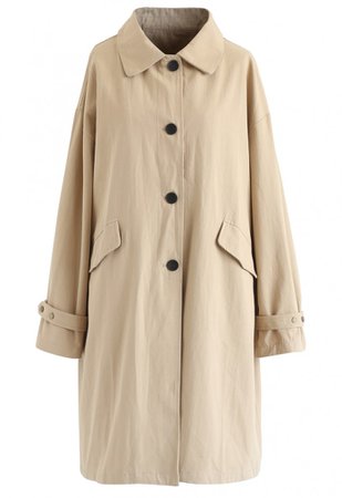 Pointed Collar Button Down Coat in Light Tan - NEW ARRIVALS - Retro, Indie and Unique Fashion