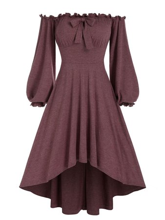 [40% OFF] 2020 Off The Shoulder Bowknot High Low Dress In DEEP RED | DressLily