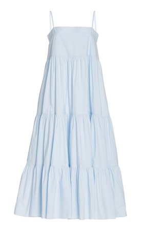 Violet Tiered Cotton Poplin Midi Dress By Bird & Knoll | Moda Operandi