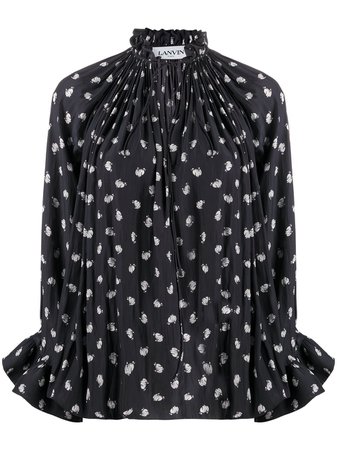 Lanvin, Printed Frill Sleeve Blouse