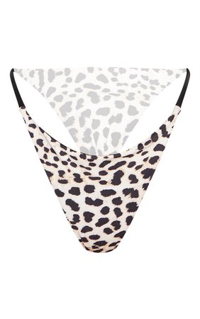 Leopard Contrast Mini Thong Bikini Bottom | PrettyLittleThing