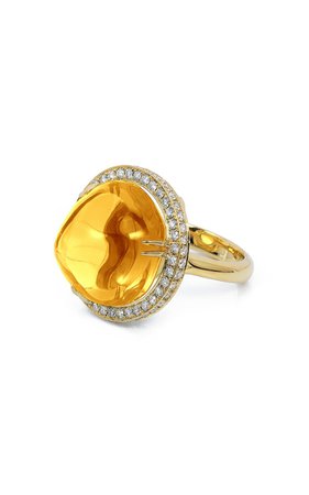 18k Yellow Gold Citrine, Diamond Ring By Goshwara | Moda Operandi