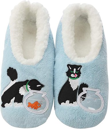 Snoozies Pairables Womens Slippers - House Slippers - Blue Cat: Noah's Playpen