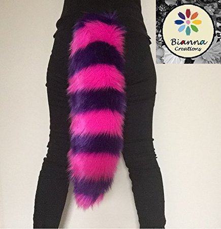 Amazon.com: Thin Striped Hot Pink & Purple Cheshire Cat Luxury Tail, 20", Super Soft Faux Fur, Bianna Creations Handmade, Halloween Costume Accessory: Gateway