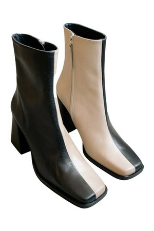 ALOHAS SOUTH BICOLOUR STONE BEIGE & BLACK LEATHER ANKLE BOOT