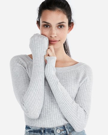 Ribbed Bateau Neck Sweater