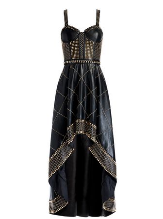 Jerlene Studded Vegan Leather Corset Gown In Black | Alice And Olivia