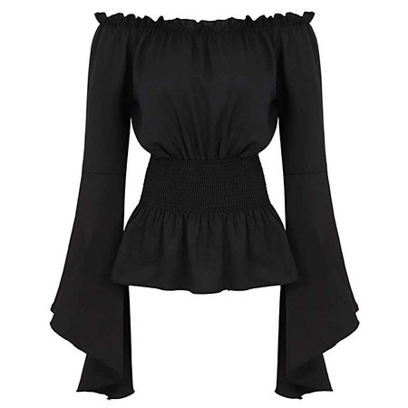 Amazon.com: Womens Gothic Renaissance Blouse Long Sleeve Off Shoulder Medieval Victorian Costume Shirt Boho Corset Tops Black L: Clothing