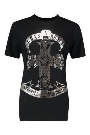 Guns N Roses Foil Metallic Licenced T-Shirt | Boohoo