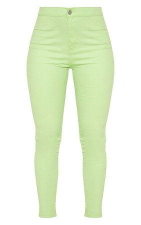 Neon Green Disco Skinny Jeans | Denim | PrettyLittleThing
