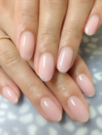 Soft Transulcent Pink Nails w/ Glitter