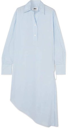 Oversized Asymmetric Cotton-poplin Dress - Light blue