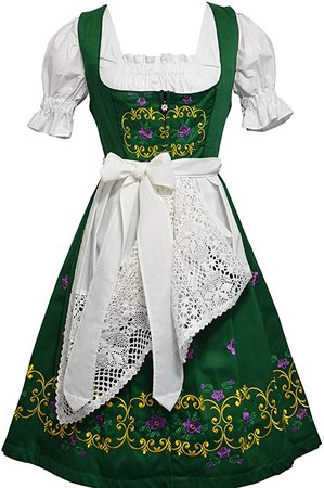 Amazon.com: Dirndl Trachten Haus 3-Piece Long German Party Oktoberfest Dress (16) Green : Clothing, Shoes & Jewelry