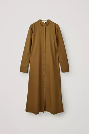 WOOL OVERSIZED SHIRT DRESS - Light brown - Dresses - COS WW