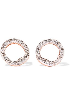Monica Vinader | Riva Circle rose gold vermeil diamond earrings | NET-A-PORTER.COM