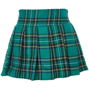 Green Plaid Pleated Skirt - PNG