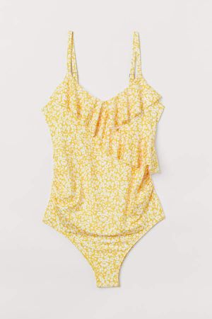 MAMA Swimsuit with Ruffles - Yellow