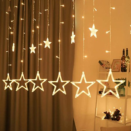 Amazon.com: BHCLIGHT 12 Stars 138 LED Star Lights, Curtain String Lights for Bedroom with 8 Lighting Modes,Waterproof Window Lights Ramadan Decorations, Wedding,Garden Christmas Decorations Lights - Warm White : Everything Else
