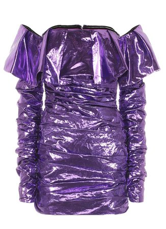 metallic purple mini dress