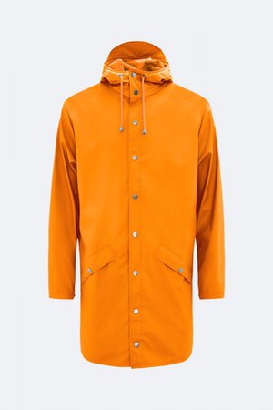 Rains Long Jacket - Fire Orange