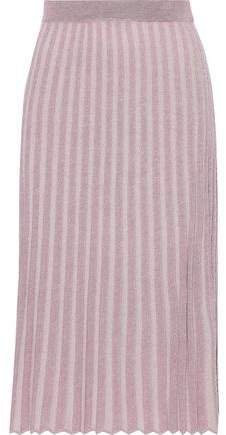 Metallic Ribbed-knit Skirt