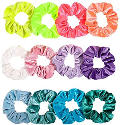 Amazon.com : Whaline Neon Scrunchies Summer Velvet Hair Bobble Elastics Hair Bands Soft Hair Ties for Girls, Women (Neon color) : Clothing