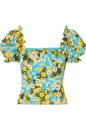 Dolce & Gabbana | Ruffled floral-print stretch-silk blouse | NET-A-PORTER.COM