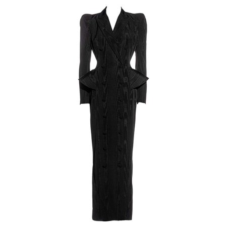 John Galliano black moiré showpiece double-breasted dress coat, ss 1995 For Sale at 1stDibs