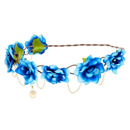 Gold Chain Ombre Flower Crown - Blue
