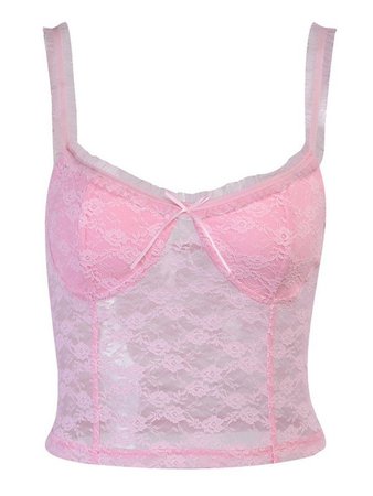 2022 Pink Lace Crop Vest Top Pink S In Tank Tops & Camis Online Store. Best Lace Mini Dress For Sale | Emmiol.com