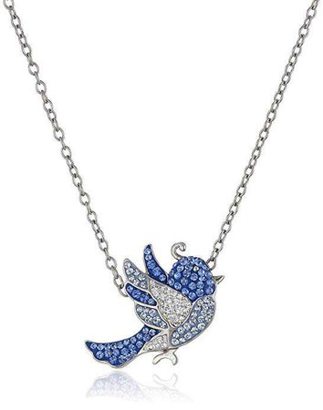 Amazon.com: Sterling Silver Blue Love Bird with Swarovski Elements Pendant Necklace, 17": Jewelry