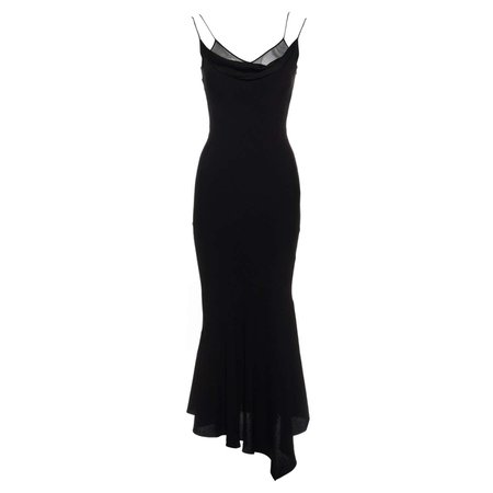 John Galliano black satin-backed crepe bias cut evening dress, fw 2000 For Sale at 1stDibs