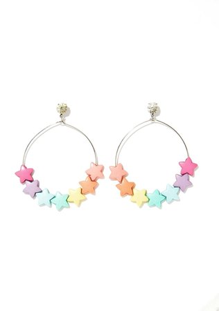 pastel plastic star bead hoops