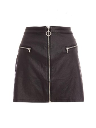 Black Faux Leather Zip Front A-Line Skirt - Quiz Clothing