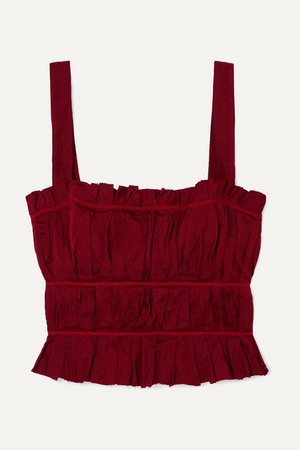 Brock Collection | Frayed ruched crepe bustier top | NET-A-PORTER.COM